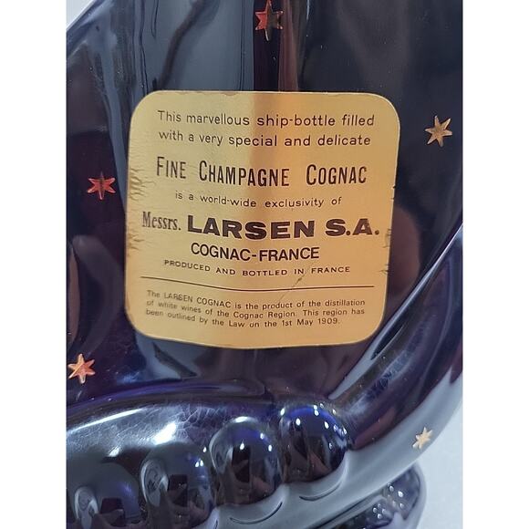 Liquor Bottle Larsen Ship Cognac LIMOGES Porcelain, Hand Decorated 24 K GOLD - Picture 7 of 13